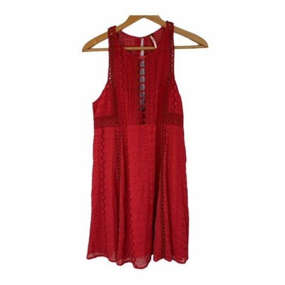 Free People Red Lace Mini Dress